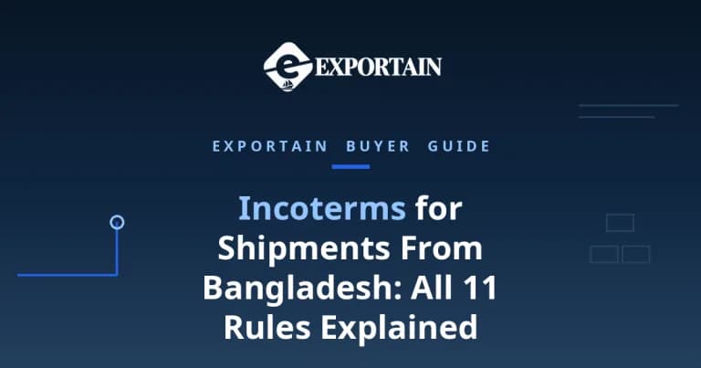 Navy title card: Incoterms for Shipments From Bangladesh: All 11 Rules Explained