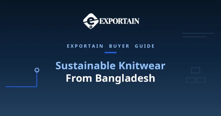 Navy title card: Sustainable Knitwear From Bangladesh