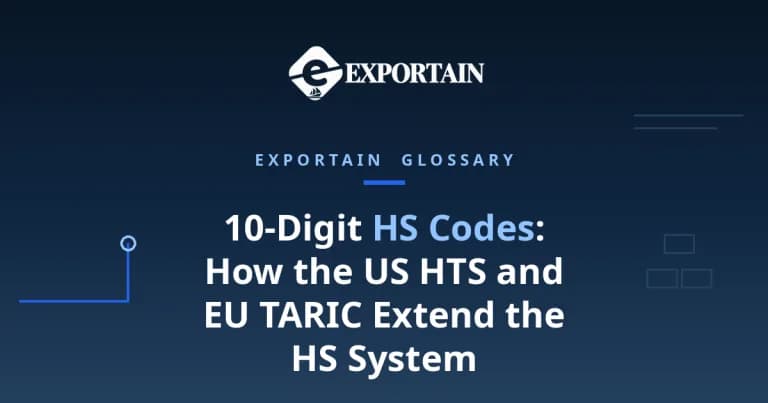 Title card: 10-Digit HS Codes, how the US HTS and EU TARIC extend the HS system