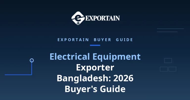 Navy title card: Electrical Equipment Exporter Bangladesh 2026 Buyer Guide