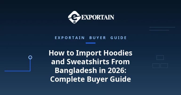 Navy title card: How to Import Hoodies and Sweatshirts From Bangladesh in 2026, complete buyer guide