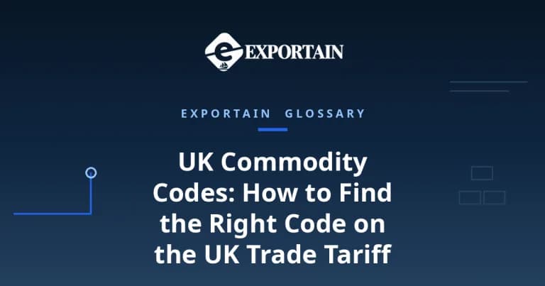 Navy title card: UK Commodity Codes, how to find the right code on the UK Trade Tariff
