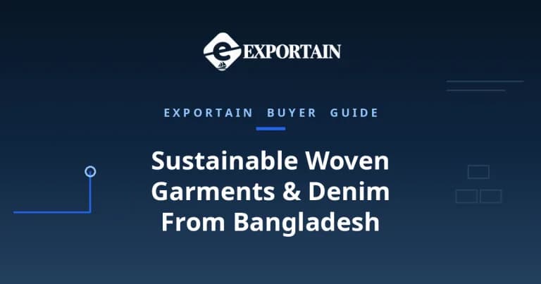 Navy title card: Sustainable Woven Garments and Denim From Bangladesh