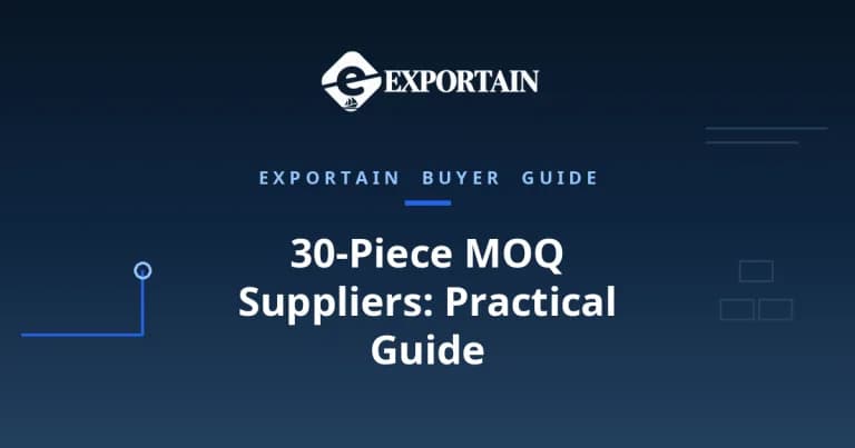 Navy title card: 30-Piece MOQ Suppliers: Practical Guide