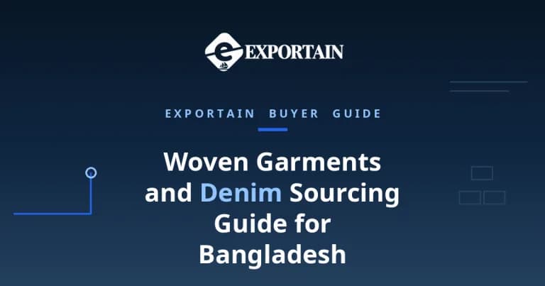 Navy title card: Woven Garments and Denim Sourcing Guide for Bangladesh