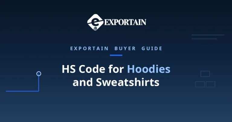 Navy title card: HS Code for Hoodies and Sweatshirts classification guide