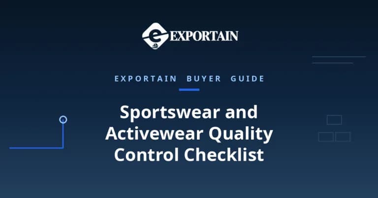 Navy title card: Sportswear and Activewear Quality Control Checklist