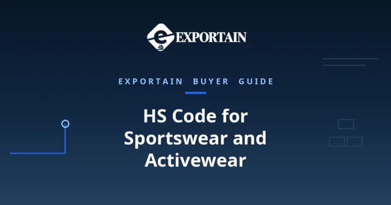 Navy title card: HS Code for Sportswear and Activewear classification guide
