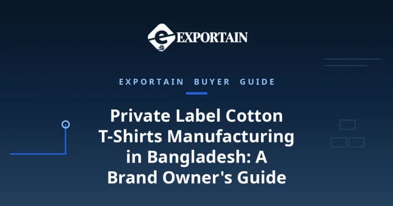 Navy title card: Private Label Cotton T-Shirts Manufacturing in Bangladesh