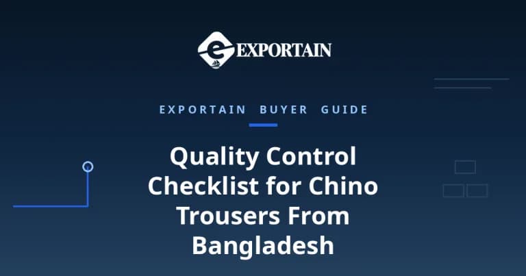 Navy title card: Quality Control Checklist for Chino Trousers From Bangladesh