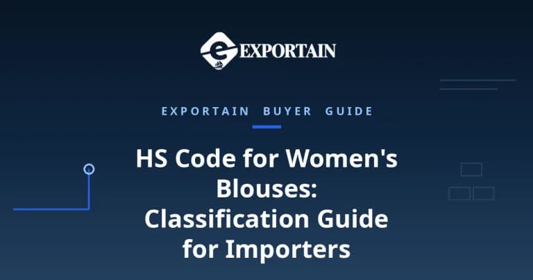 Navy title card: HS Code for Women's Blouses classification guide
