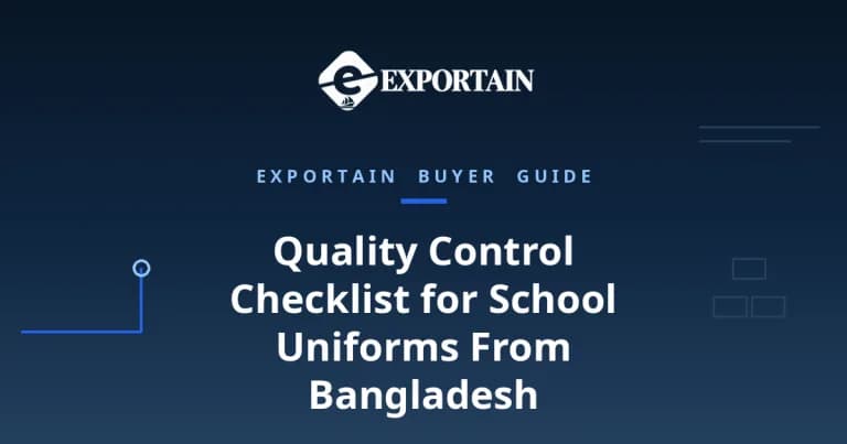 Navy title card: Quality Control Checklist for School Uniforms From Bangladesh
