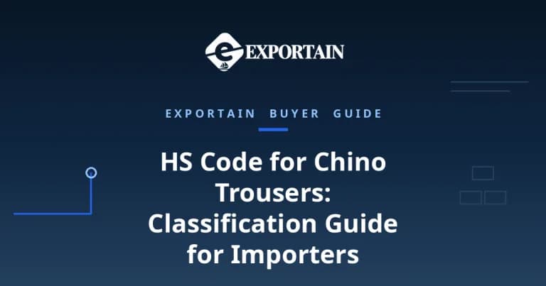 Navy title card: HS Code for Chino Trousers classification guide