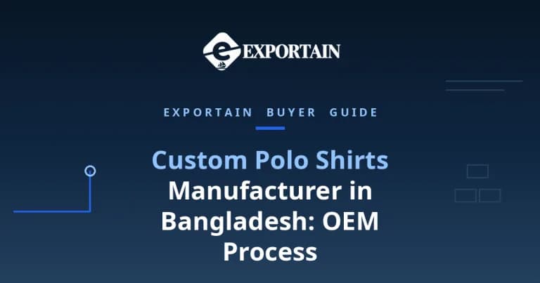Navy title card: Custom Polo Shirts Manufacturer in Bangladesh, OEM process guide