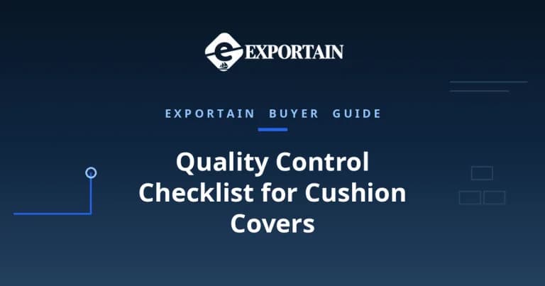 Navy title card: Quality Control Checklist for Cushion Covers From Bangladesh