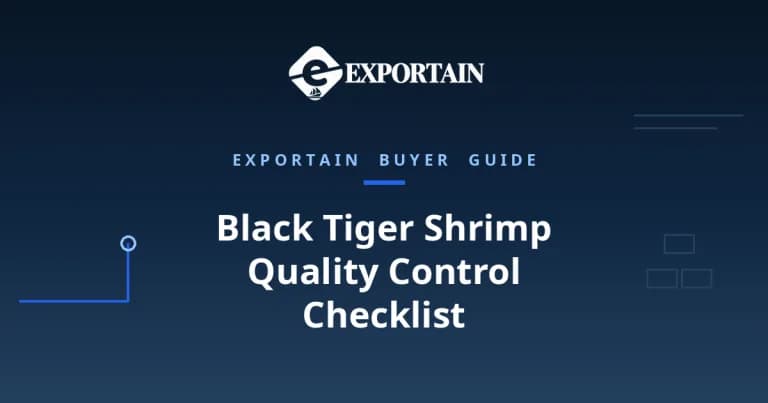 Navy title card: Black Tiger Shrimp Quality Control Checklist