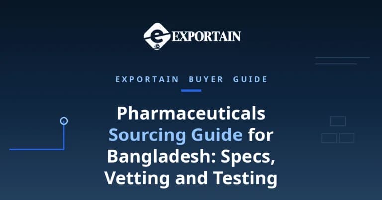Navy title card: Pharmaceuticals Sourcing Guide for Bangladesh buyer guide