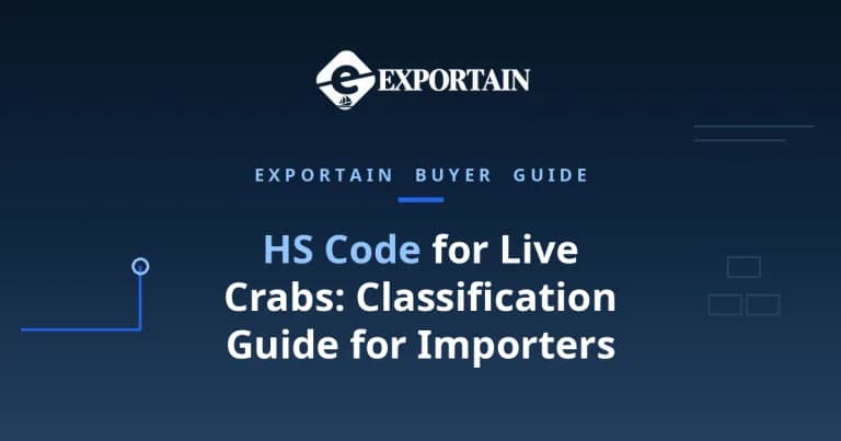 Navy title card: HS Code for Live Crabs classification guide