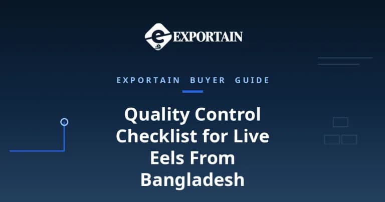 Navy title card: Quality Control Checklist for Live Eels From Bangladesh