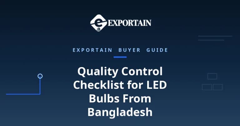 Navy title card: Quality Control Checklist for LED Bulbs From Bangladesh
