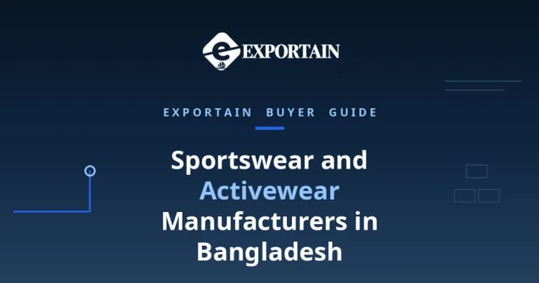 Navy title card: Sportswear and Activewear Manufacturers in Bangladesh buyer guide