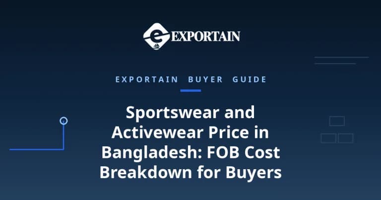 Navy title card: Sportswear and Activewear Price in Bangladesh, FOB cost breakdown