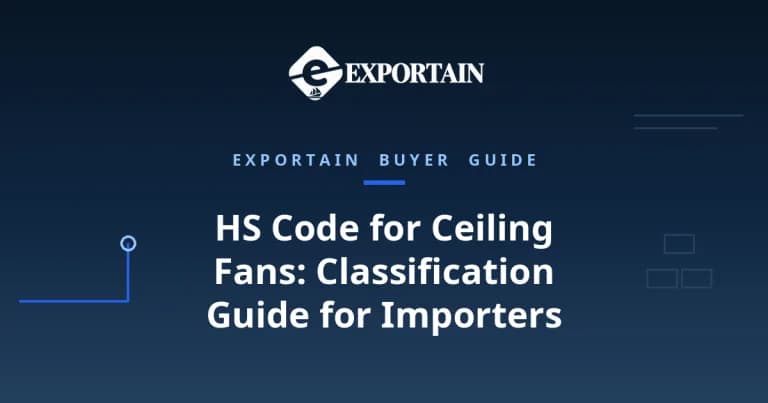 Navy title card: HS Code for Ceiling Fans classification guide