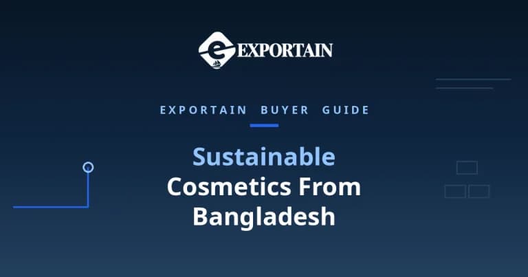 Navy title card: Sustainable Cosmetics From Bangladesh buyer guide