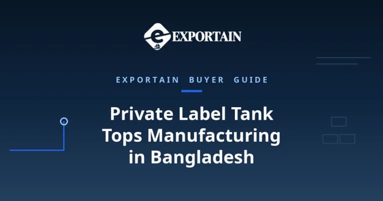 Navy title card: Private Label Tank Tops Manufacturing in Bangladesh, a brand owner's guide