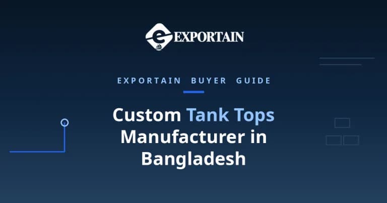 Navy title card: Custom Tank Tops Manufacturer in Bangladesh, OEM process from tech pack to bulk