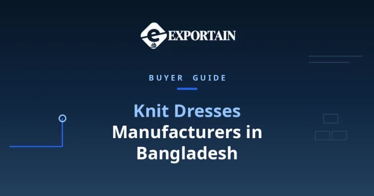 Navy title card: Knit Dresses Manufacturers in Bangladesh buyer guide