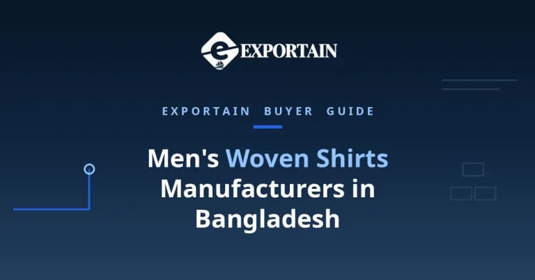 Navy title card: Men's Woven Shirts Manufacturers in Bangladesh buyer guide
