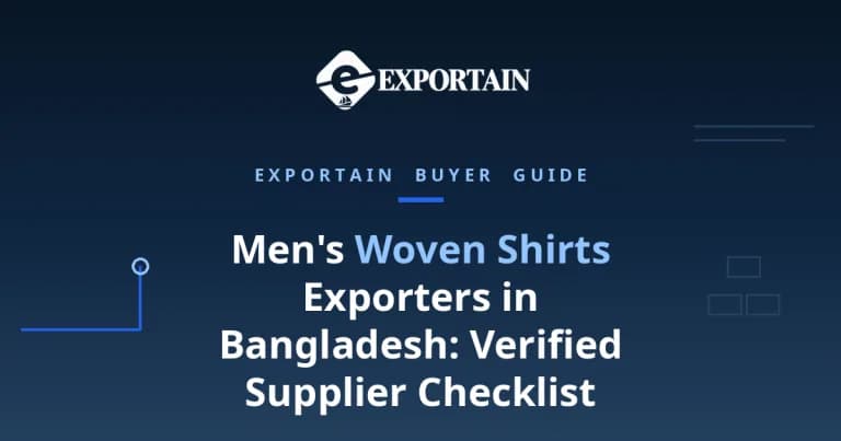 Navy title card: Men's Woven Shirts Exporters in Bangladesh Checklist