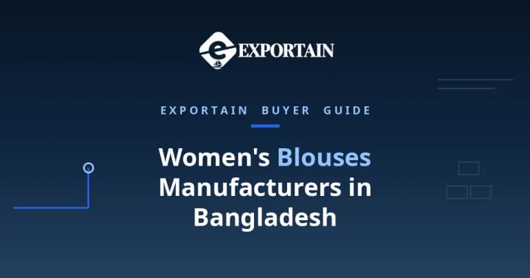 Navy title card: Women's Blouses Manufacturers in Bangladesh buyer guide