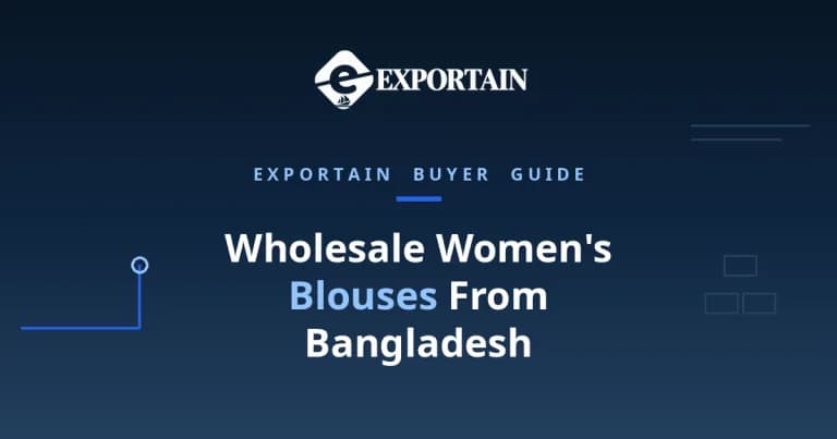 Navy title card: Wholesale Women's Blouses From Bangladesh, prices and MOQ