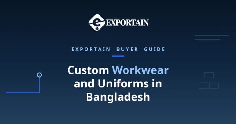 Navy title card: Custom Workwear and Uniforms Manufacturer in Bangladesh, OEM process from tech pack to bulk