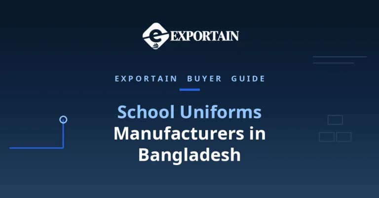 Navy title card: School Uniforms Manufacturers in Bangladesh buyer guide