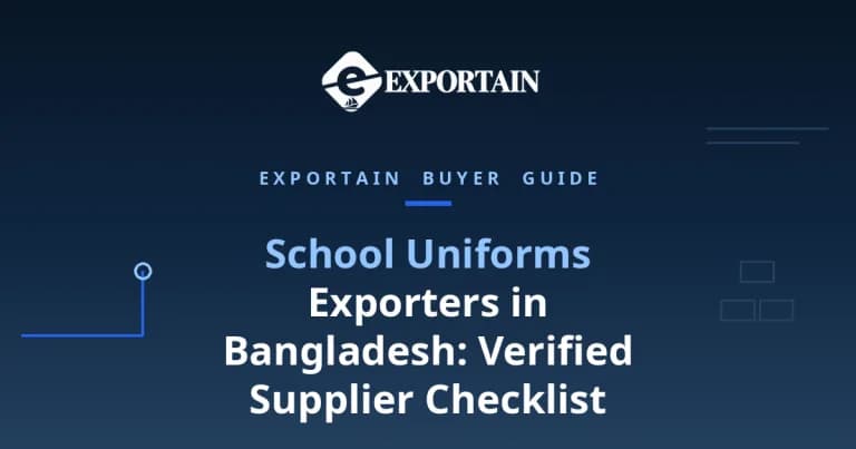 Navy title card: School Uniforms Exporters in Bangladesh: Verified Supplier Checklist