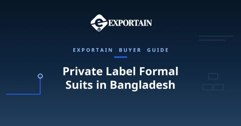 Navy title card: Private Label Formal Suits in Bangladesh, a brand owner's guide