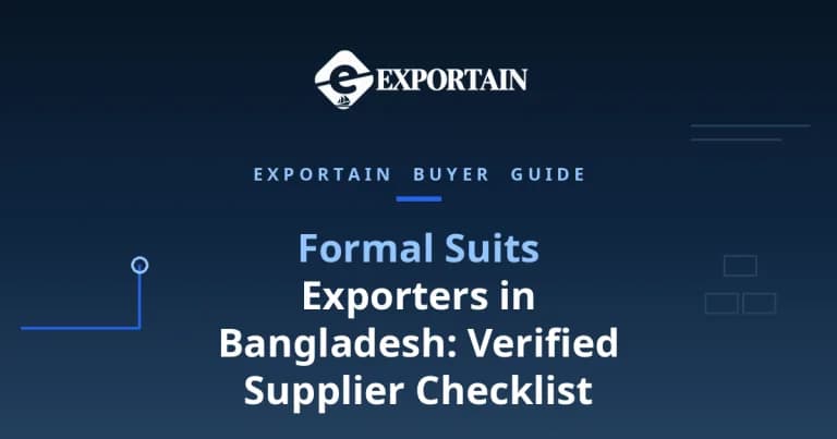 Navy title card: Formal Suits Exporters in Bangladesh: Verified Supplier Checklist