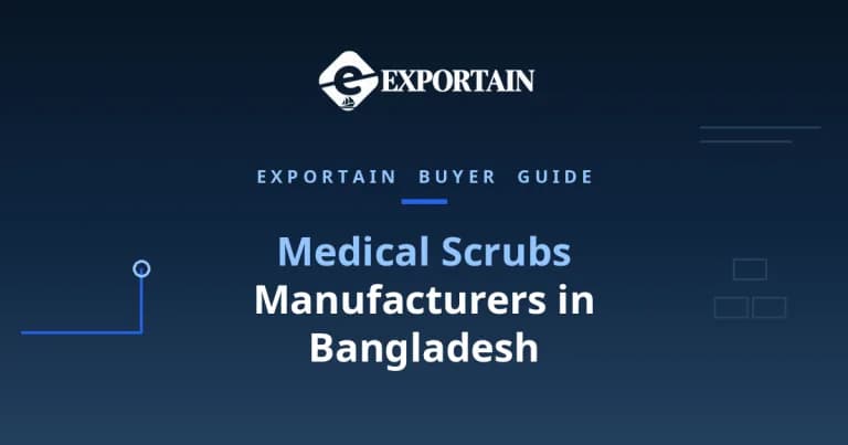 Navy title card: Medical Scrubs Manufacturers in Bangladesh buyer guide