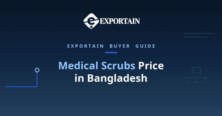 Navy title card: Medical Scrubs Price in Bangladesh, FOB cost breakdown for buyers