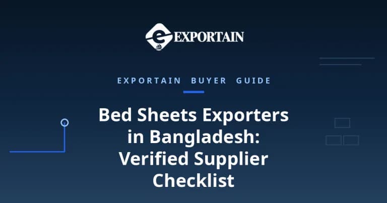 Navy title card: Bed Sheets Exporters in Bangladesh, Verified Supplier Checklist