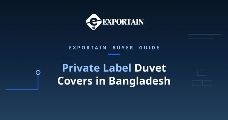 Navy title card: Private Label Duvet Covers in Bangladesh, a brand owner guide