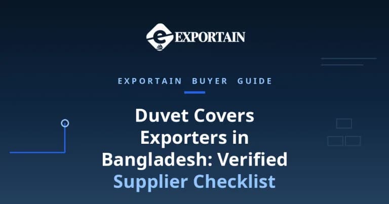 Navy title card: Duvet Covers Exporters in Bangladesh, Verified Supplier Checklist