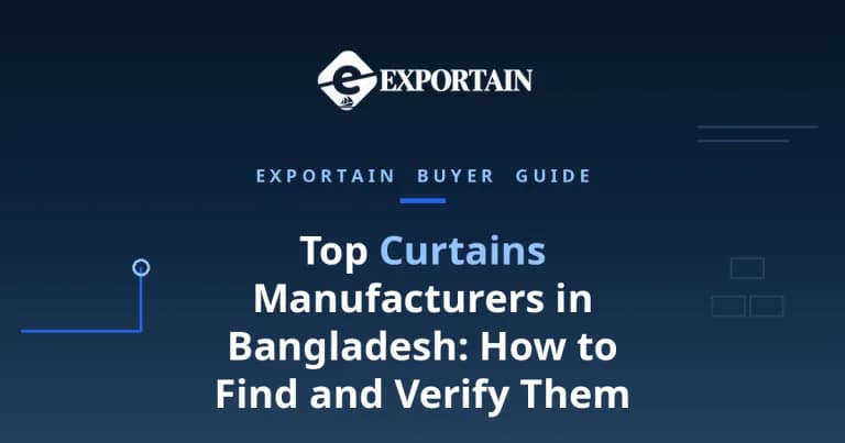 Navy title card: Top Curtains Manufacturers in Bangladesh buyer guide