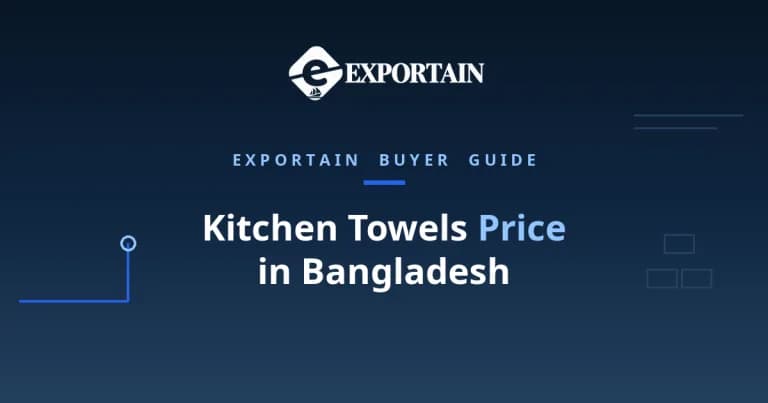 Navy title card: Kitchen Towels Price in Bangladesh, FOB cost breakdown