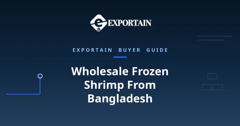 Navy title card: Wholesale Frozen Shrimp From Bangladesh, a wholesale buyer guide