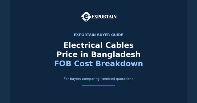 Navy title card: Electrical Cables Price in Bangladesh, FOB Cost Breakdown