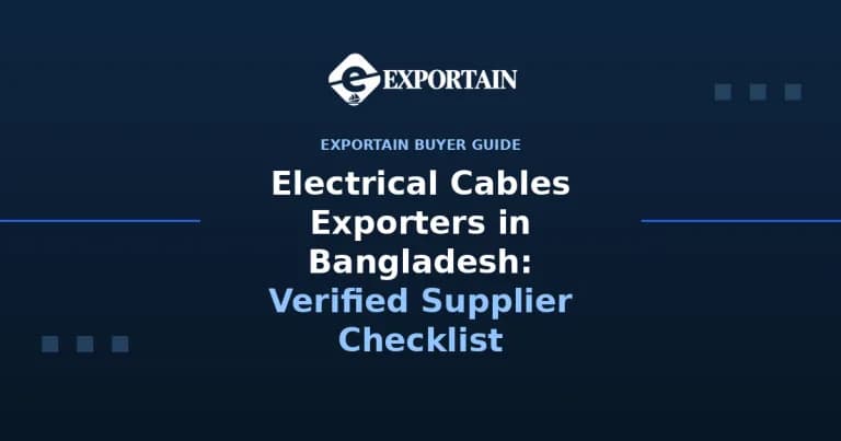 Navy title card: Electrical Cables Exporters in Bangladesh, Verified Supplier Checklist